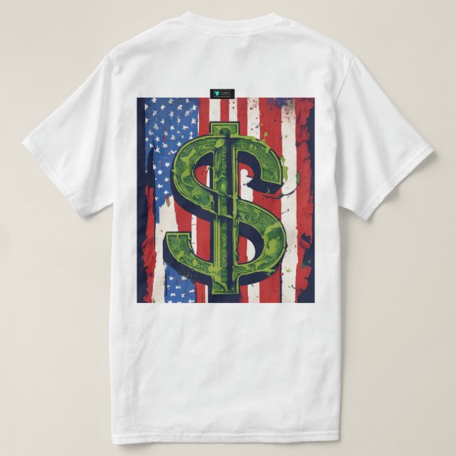 Trendy American Dollar T-Shirt Design (Verso do Design)