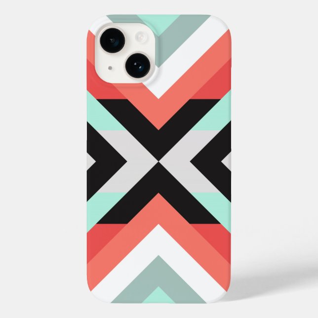 Trendy Aqua Coral Geométrico Colour Block Design C (Verso)