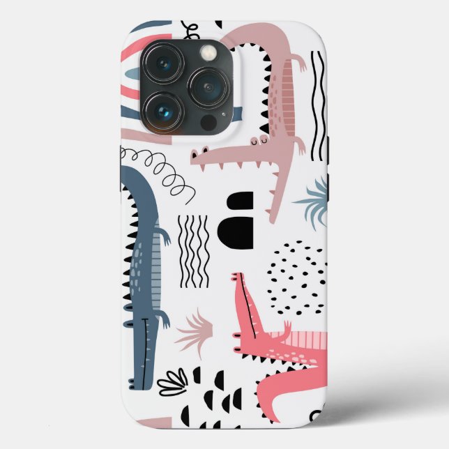 Trendy Beige BLack Crocodilo Moderno Caso Duro (Verso)