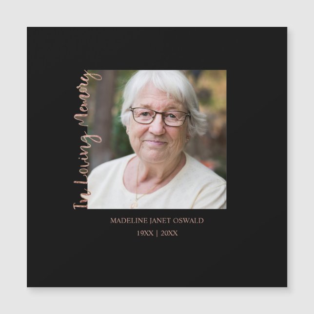 Trendy Black Minimalist Custom Photo Remembrance (Frente)