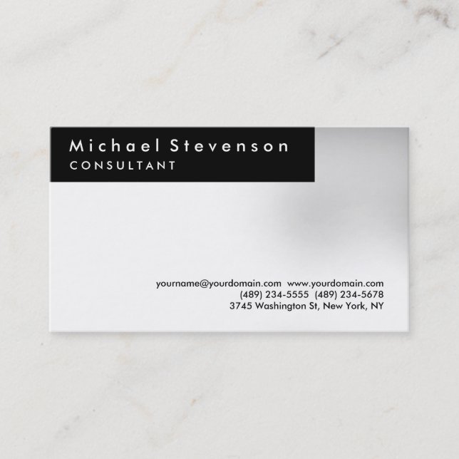 Trendy Black Simple Plain Cartão de visita (Frente)