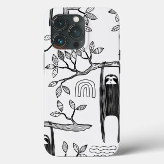 Trendy BLack White Modern Sloth Forte Case