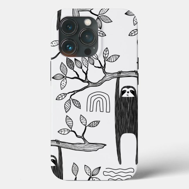 Trendy BLack White Modern Sloth Forte Case (Verso)