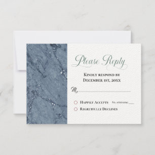 Trendy Blue Marble RSVP Por Favor Responda Ao Casa