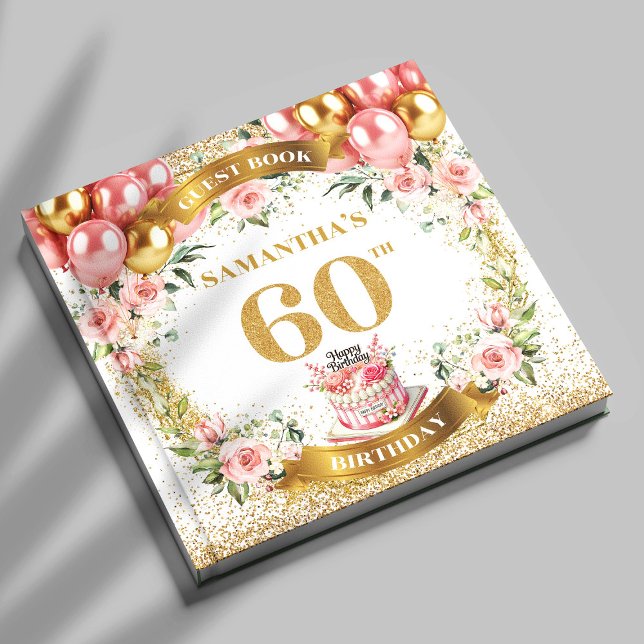 Trendy Boho 60º Aniversário Livro de Convidados De (Trendy Boho 60th Birthday Guest Book Floral Accent

)