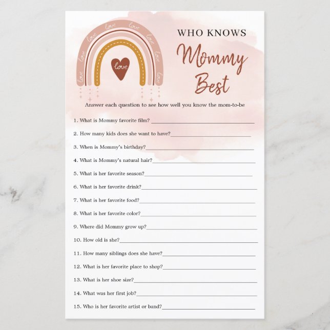 Trendy Boho Rainbow Que Conhece O Melhor Jogo Da M (Frente)