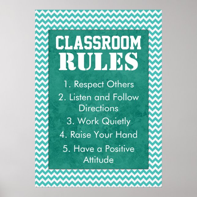 Trendy Chevron Classroom Rules Poster (Frente)