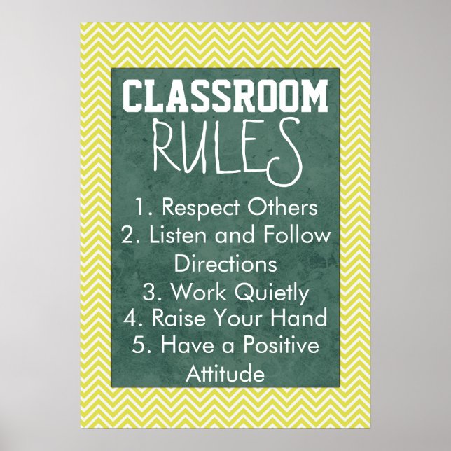 Trendy Chevron Classroom Rules Poster (Frente)
