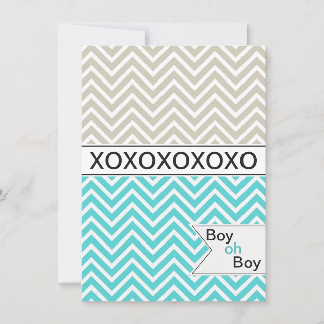 Trendy Chevron XOXO Chá de fraldas Convite ~ Boys (Frente)