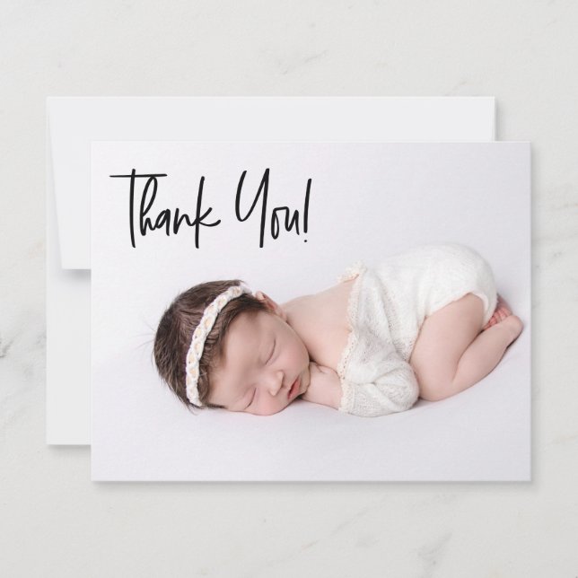Trendy Chic Handlettering Baby Girl Foto Birt (Frente)