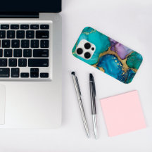 Trendy Chic Teal Swirls capas de iphone