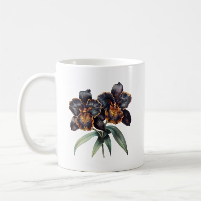 Trendy clássico - caneca de café de orquídea negra (Esquerda)