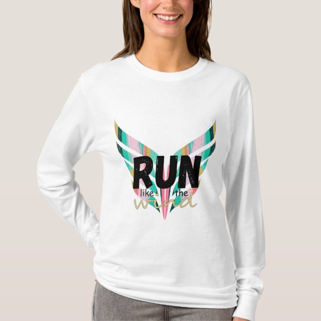 Trendy corre como a camisa correndo o vento. (Frente)