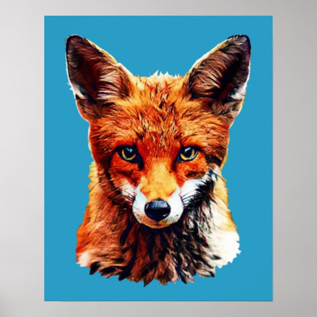 Trendy Cute Red Fox Head Poster (Frente)