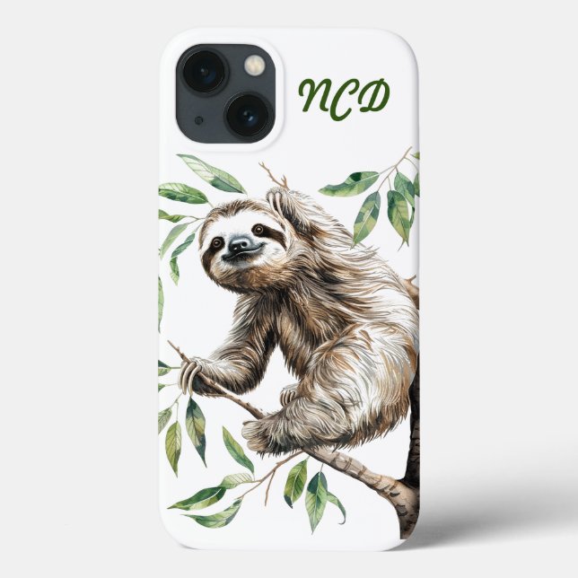 Trendy Cute Sloth Em Uma Árvore (Verso)