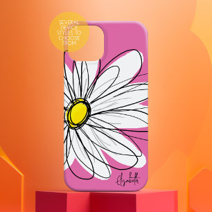 Trendy Daisy Floral Illustração - amarelo-rosa