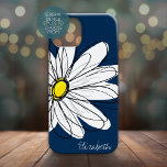Trendy Daisy Floral Illustração Personalizada<br><div class="desc">Um desenho de margarida branca com fundo de cor sólida e um lugar para adicionar um nome ou outro texto. Um design moderno,  animado,  desenhado à mão com cores modernas.</div>