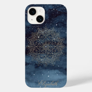 Trendy Dourado Floral Mandala Marinho Azul