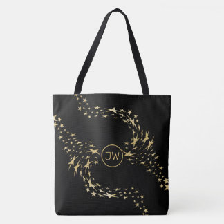 Trendy Dourado Stars Monogramed Tote Bag