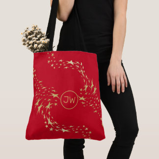 Trendy Dourado Stars Monogramed Tote Bag