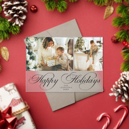 Trendy Elegant Family Photo Collage Christmas Card