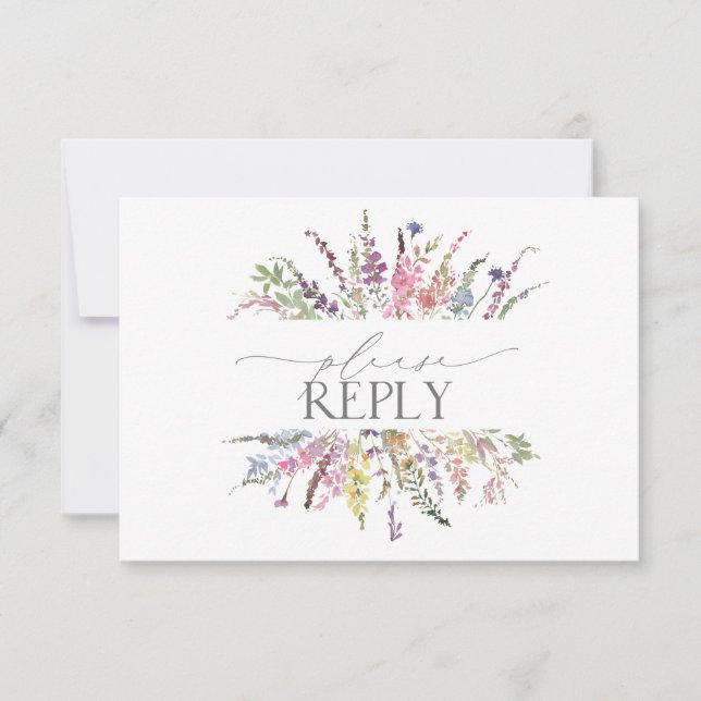 Trendy Elegant Wildflower Wedding RSVP (Frente)