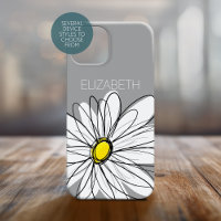 Trendy Floral Daisy com nome personalizado amarelo