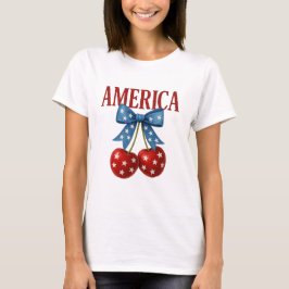 Trendy Girly Patriotic Cherries "AMÉRICA" T-Shirt