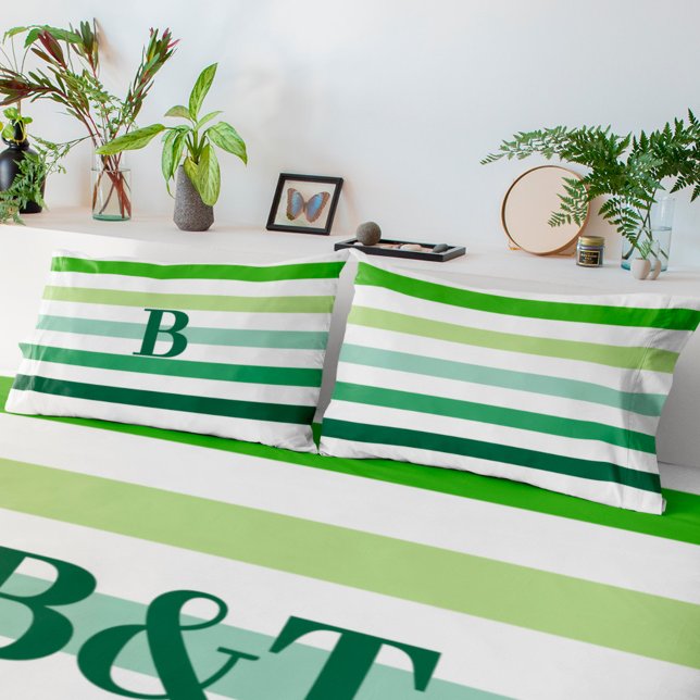 Trendy Green Stripes com Monograma (Criador carregado)
