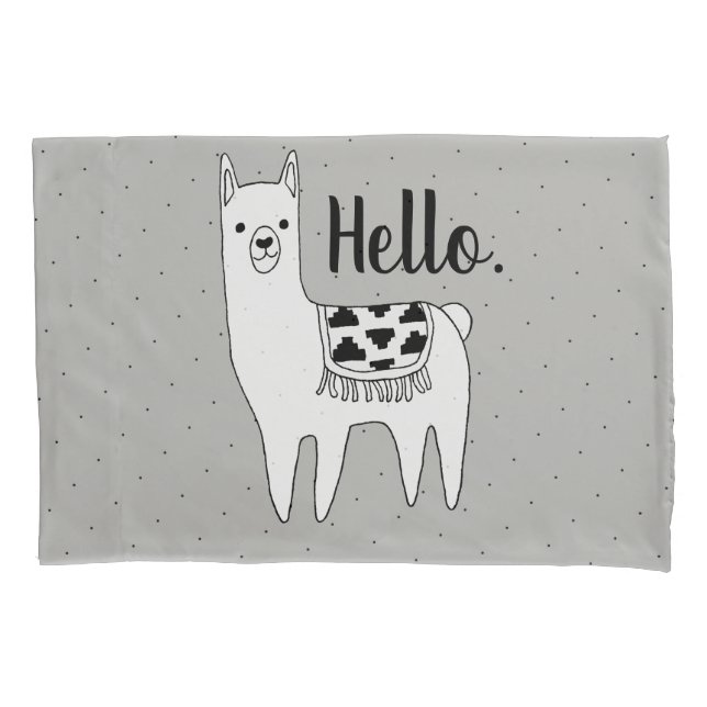 Trendy Llama Sketch & Black Dots Hello (Frente)
