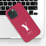 Trendy Magenta Monograma<br><div class="desc">Trendy Magenta Monograma Nome iPhone 13 Pro Caso</div>