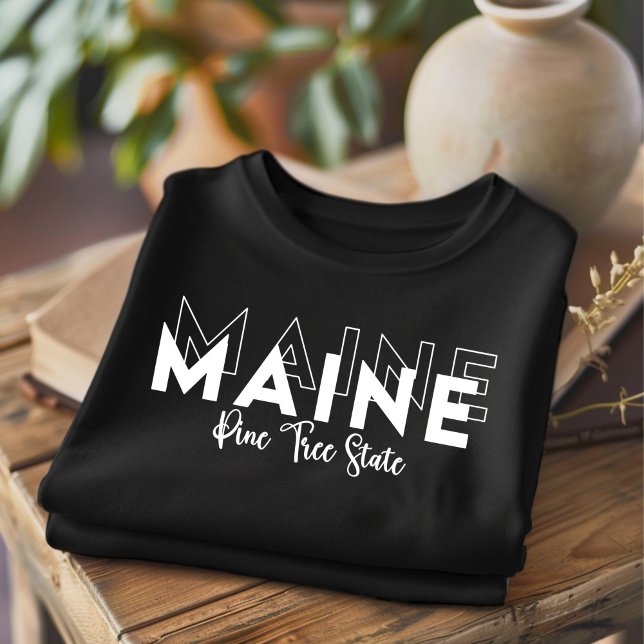 Trendy Maine Pine Tree State T-Shirt (Criador carregado)