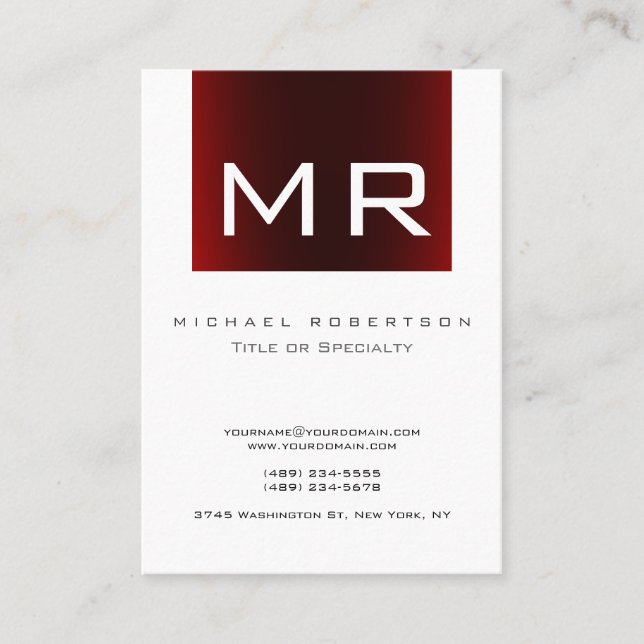 Trendy Monograma Red Strike Cartão de visita (Frente)