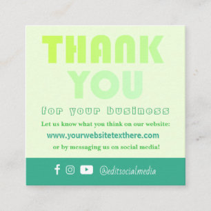 Trendy Obrigado Cartão de Apreciação do Cliente