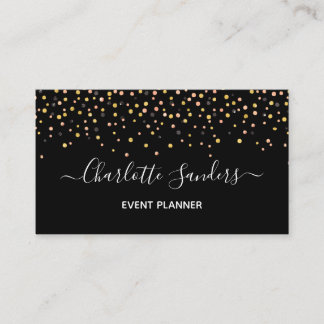 Trendy pink gold glitter confetti cartão de visita
