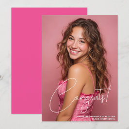 Trendy Pink Photo 2026 Graduation Announcement