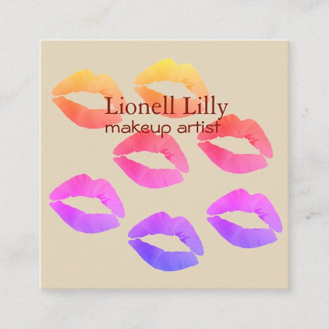Trendy Pop Makeup Artist Square Cartão de visita (Frente)