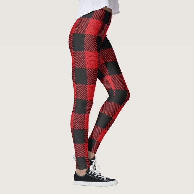 Trendy Red and Black Buffalo verifica Leggings (Direita)