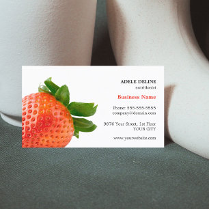 Trendy Red Strawberry Nutritionist Cartão de visit