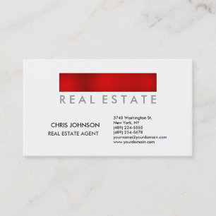 Trendy Red White Creative Agent Cartão de visita