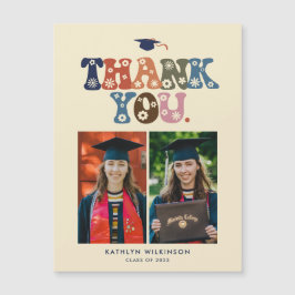 Trendy Retro Typografia Foto Graduação Obrigado