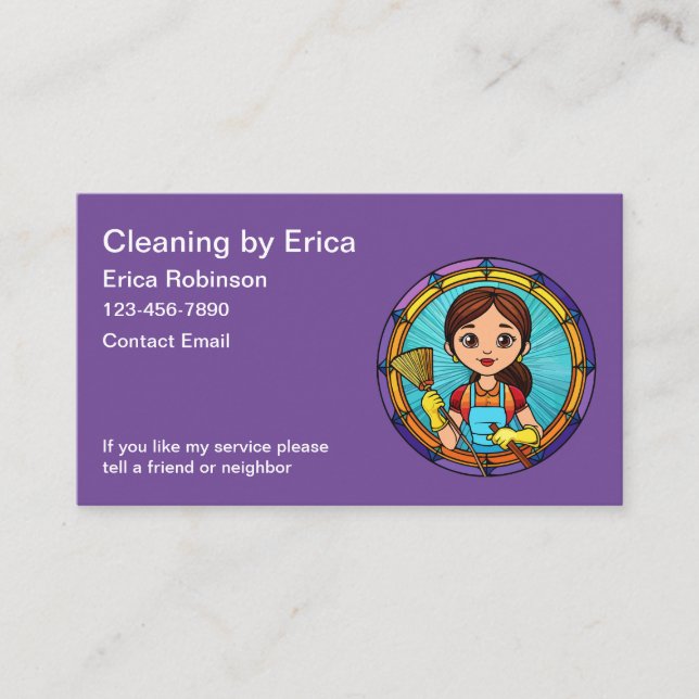 Trendy Simple House Clearing Maid Cartões de visit (Frente)