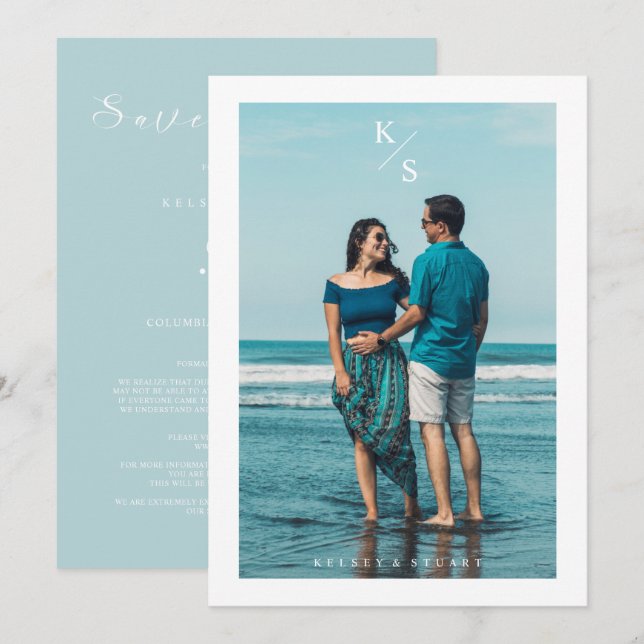 Trendy Simple Modern Custom Photo Couple Wedding (Frente/Verso)