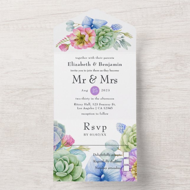 Trendy Succulent Tropical Floral Casamento Adiante (Interno)