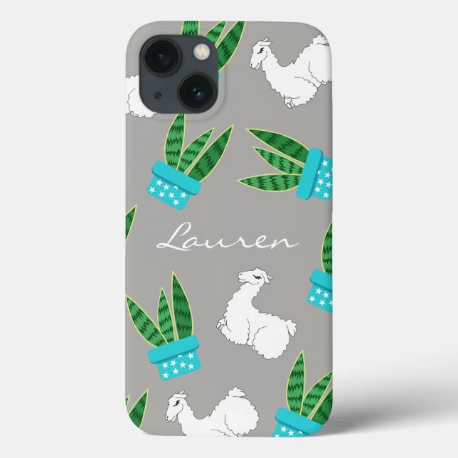 Trendy Succulents & Sleeping Llama | Personalizado (Verso)