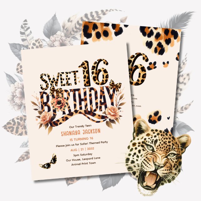 Trendy Sweet 16 Leopard Print Safari (Criador carregado)