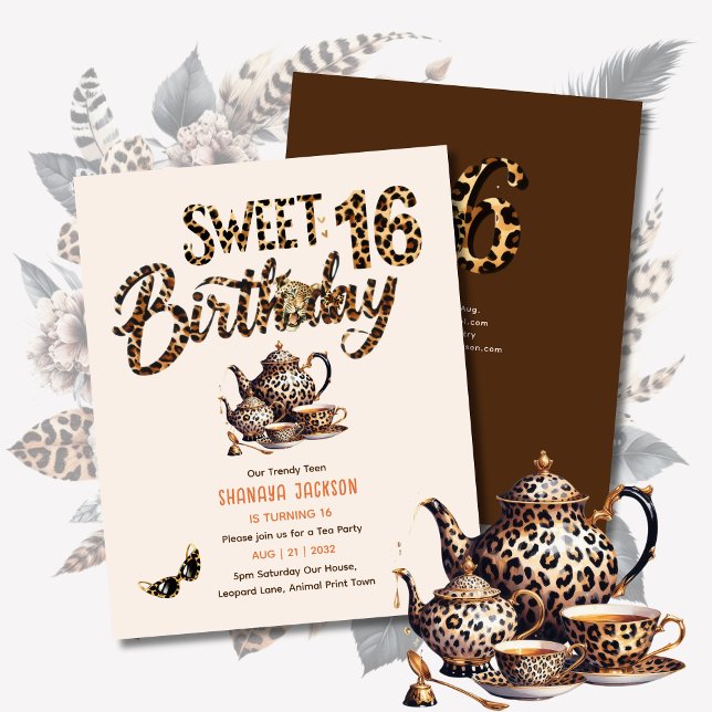 Trendy Sweet 16 Leopard Print Tea Party (Criador carregado)