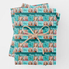 Trendy Teal Birthday Party Custom Photo Collage