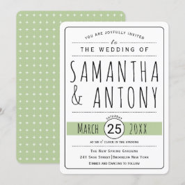 Trendy Typografia Sage convite para casamento verd