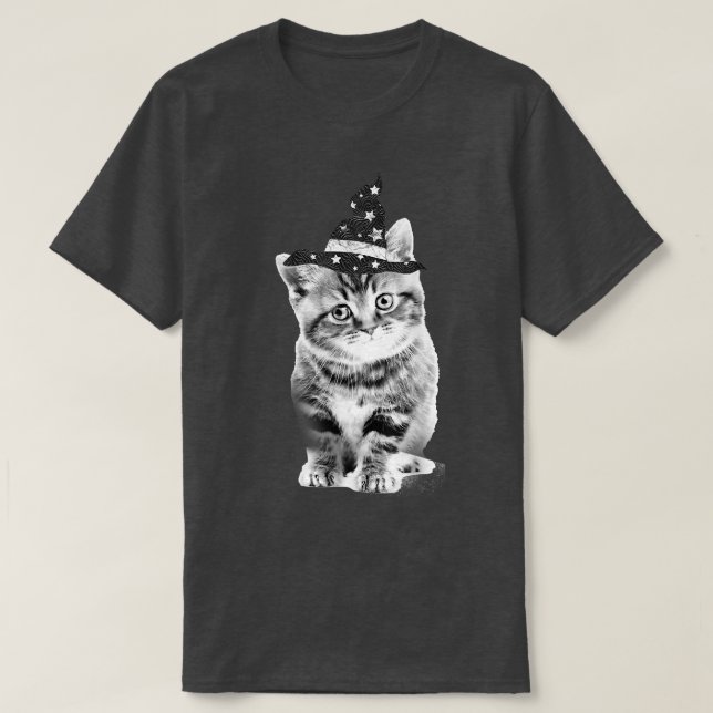 Trendy Witch Kitten Halloween Animals T-Shirt (Frente do Design)